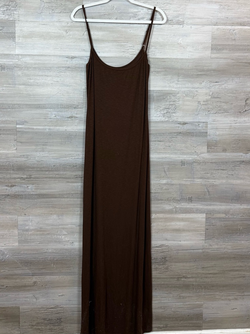 NWT Aerie Ribbed Cami Maxi Dress XL Brown Chocolate Spaghetti Strap Long Slip